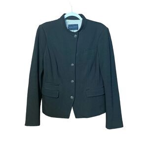 Banana Repuiblic Band-Collar Blazer Button Front Black Preppy Women's